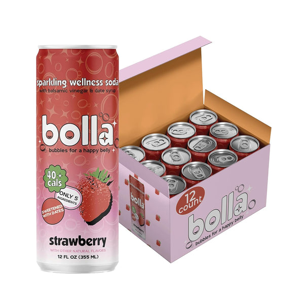 Strawberry Sparkling Wellness Soda - Naturally sweetened with dates - Crafted with