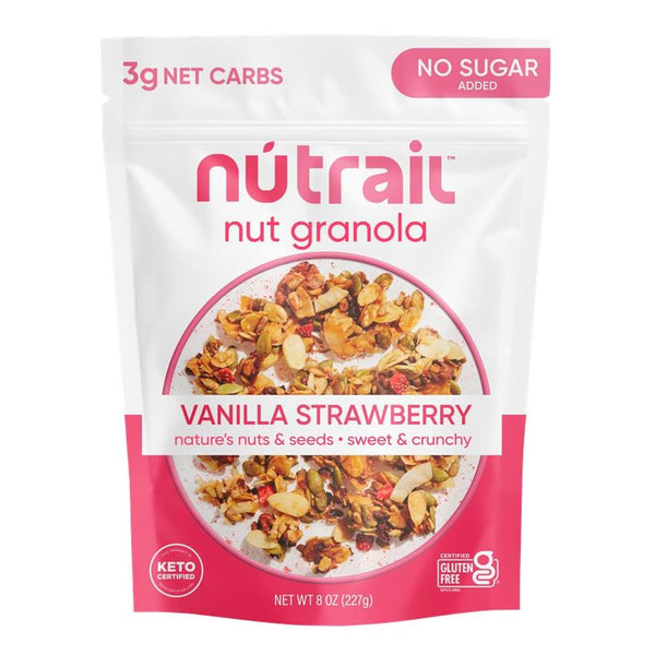 NuTrail Nut Granola Cereal, Vanilla Strawberry, No Sugar Added, Keto, Low Carb,