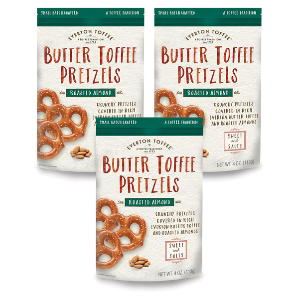 Everton Toffee Butter Toffee Pretzels, Roasted Almond Flavor (4 oz. bag, 3-pack),