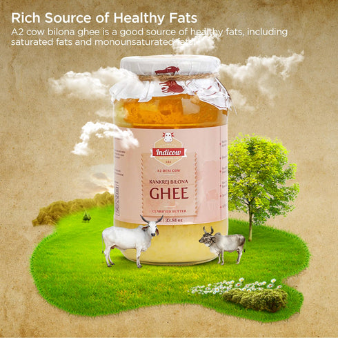 Indicow A2 (500ml (16.91oz), A2 a2 Desi Cow Ghee, Clarified Butter | Grass Fed Cows | Kankrej Cow Ghee) | Keto