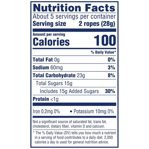 5 oz (Pack 12) SweeTARTS Ropes, Candy, Cherry Punch, Soft and Chewy