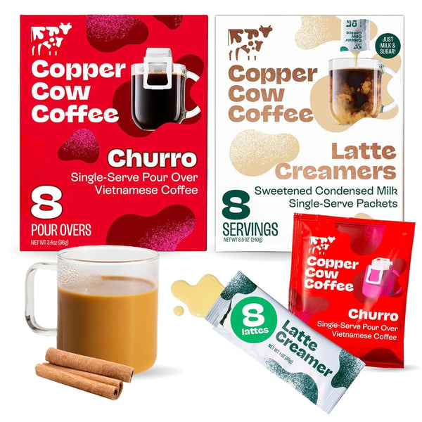 Copper Cow Coffee Pour Over Vietnamese Coffee Pouches + Sweetened Condensed Milk