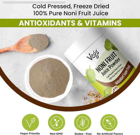 20 6 oz Vegs Noni Juice Powder - Freeze Dried Organic Noni Fruit Juice, X Concentrated High Potency Antioxidant Instant