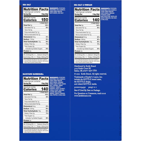 Pack, 1 Oz, 20 Kettle Brand Potato Chips Variety Ct