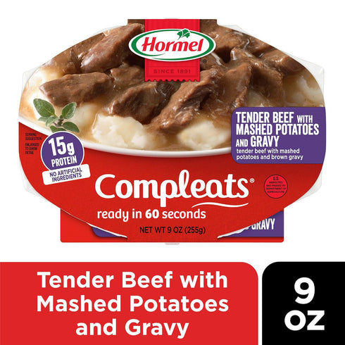 9 oz. (6 Pack) HORMEL COMPLEATS Tender Beef With Mashed Potatoes & Gravy Microwave Tray
