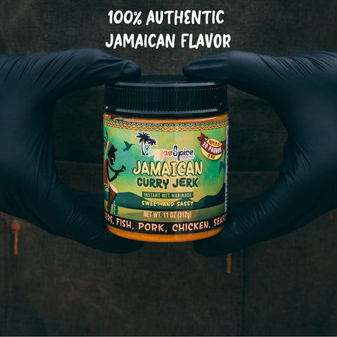 11 OZ, REGGAE SPICE Jamaican Curry Jerk Seasoning Authentic Wet Rub Marinade Sauce - Perfect for Beef, Pork, Chicken