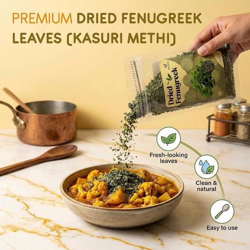 6 Oz (170g) Miss Spring Dried Fenugreek Leaves | Kasuri Methi | Non-GMO, Gluten Free, No Preservatives | Indian Origin
