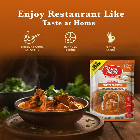 (Pack 6) 15 50g Packet Rasoi Magic Spice Mix for Butter Chicken of | Ready to cook | No Added Preservatives, No