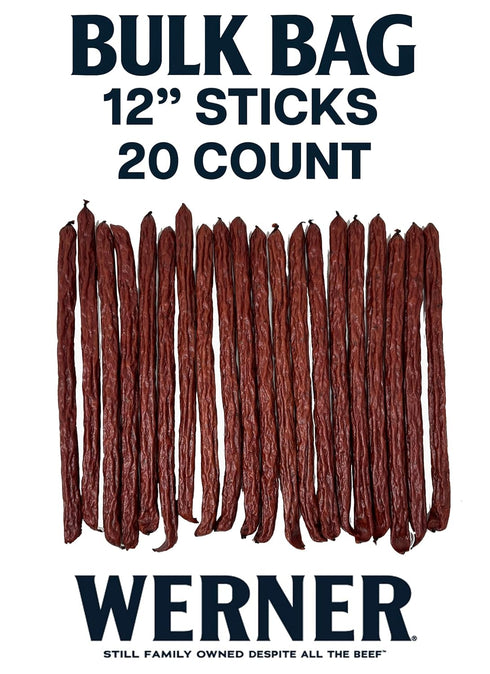20 18 (20 12" Werner Pepperoni Smoked Meat Sticks - Pork and Beef Sticks Bulk Pepperoni Meat Snacks Ounce Individual