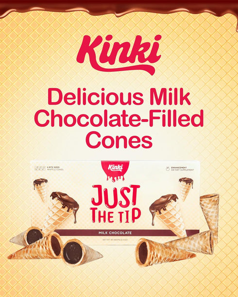 6 Pack (3 Kinki Just the Tip USA-Made Waffle Cone Mood Chocolates for Couples - Servings) of Plant-Based Couples