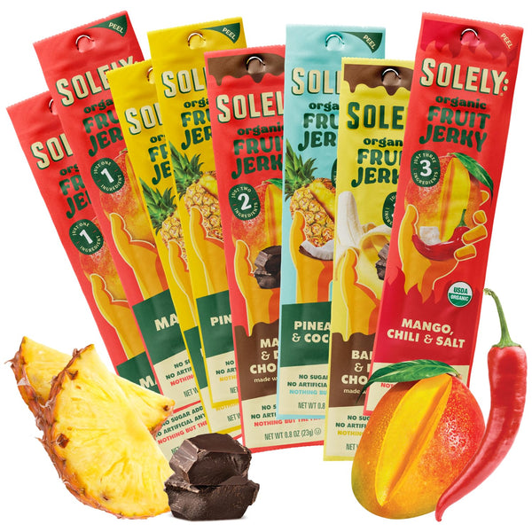 SOLELY - Organic Fruit Jerky Variety Pack - 8 Flavors, 8 Individually