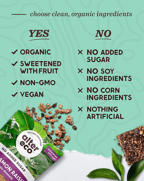(Cinnammon 1 Pack) Alter Eco Cinnamon Raisin Granola, Healthy, Organic Breakfast & Snack, Naturally Sweetened