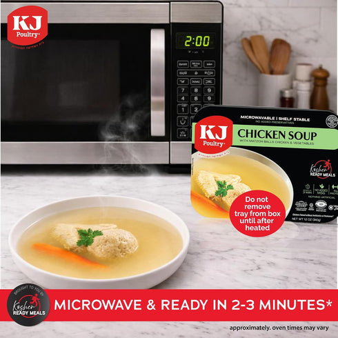 (1 Pack) KJ Poultry Kosher Ready Meals - Matza Ball Chicken Soup & Vegetables, CHOMETZ NOT for PASSOVER, MRE Meat Meals