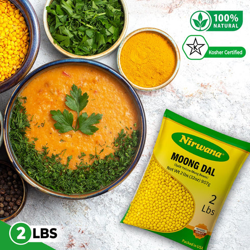 32oz Yellow Split Moong Beans (Moong Dal) Protein-Rich Lentils for Indian Cooking, Soup, and Everyday Meals