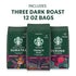 Pack, 12 oz Starbucks Ground Coffee, Dark Roast Hot or Iced Coffee, Variety Three Bags