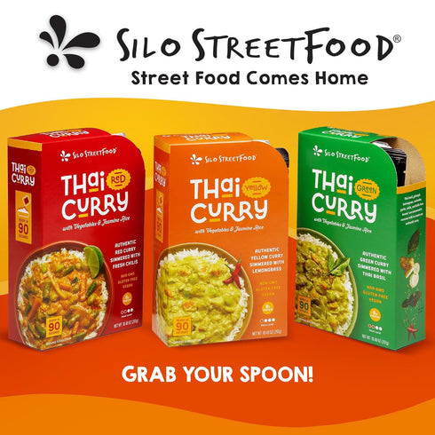 Pack 9, 10.48 oz Silo StreetFood Thai Yellow Curry with Vegetables & Jasmine Rice Ready To Eat Meals, Prepared Foods