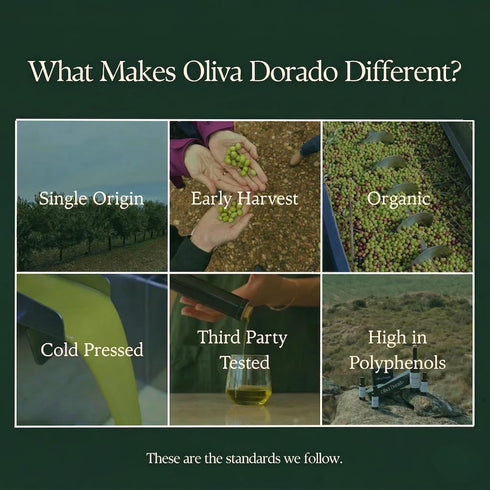 100% (500mL) Oliva Dorado Organic Extra Virgin Olive Oil, Unrefined & Cold Pressed, Made from Polyphenol Rich Arbequina