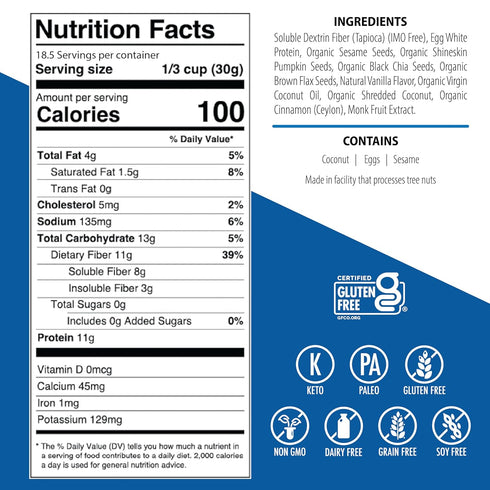 12g 2 15 Julian Bakery ProGranola Cereal | Vanilla Cinnamon | Protein | Paleo | Net Carbs | Gluten-Free | Grain-Free |