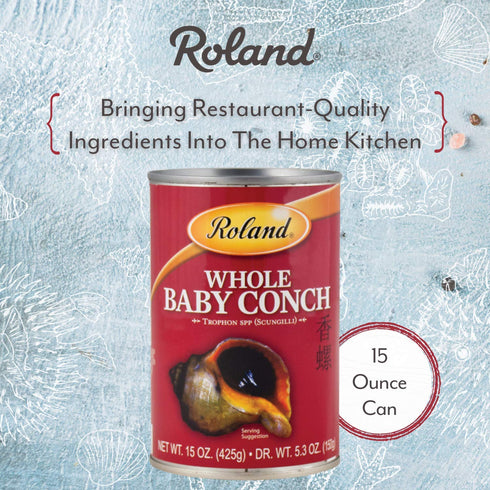 15-Ounce Roland Foods Whole Baby Conch in Water, Specialty Imported Food, Can