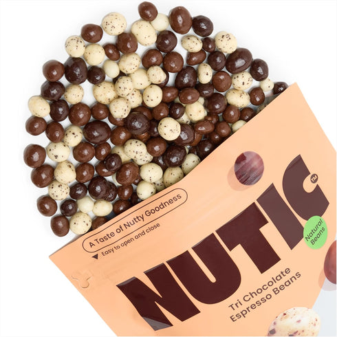 (1 lb Tri White Milk Dark Chocolate Covered Espresso Beans - Gourmet Roasted Coffee Beans in Rich Belgian Chocolate