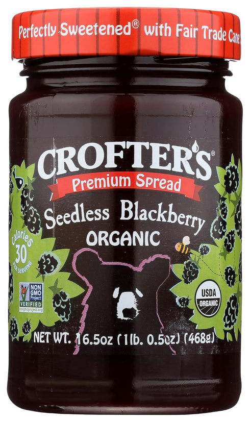 Crofters Crofter's Organic Premium Spread, Seedless Blackberry, 16.5 Oz. (Pack of 6)