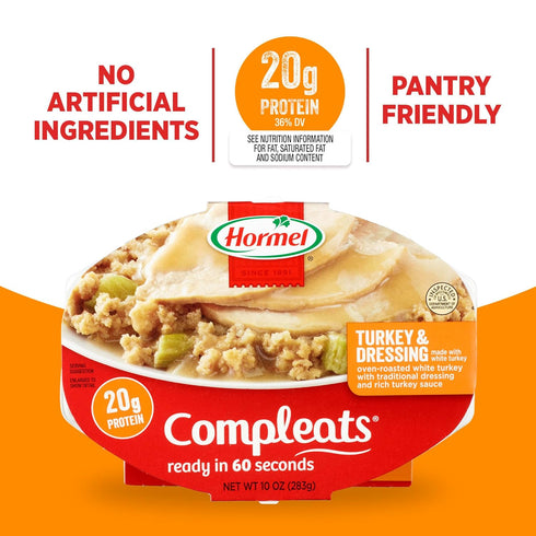 10 oz. (6 Pack) HORMEL COMPLEATS Turkey & Dressing Microwave Tray