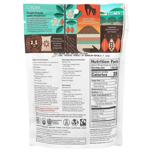 Organic Navitas Cacao Powder for Baking and Smoothies
