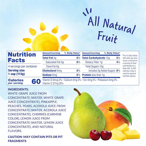 Dole Fruit Bowls Cherry Mixed Fruit in 100% Juice, 4oz, 24 Total Cups, Gluten & Dairy Free Snacks
