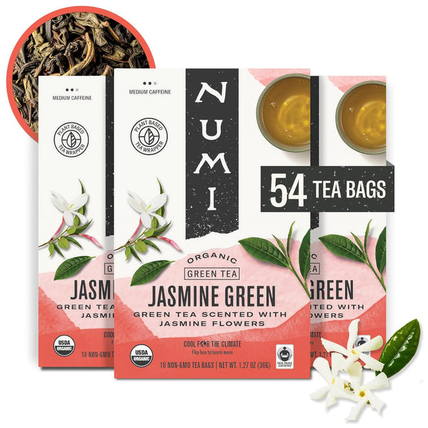 Numi Organic Green Tea with Jasmine, 54 Green Tea Bags Scented with