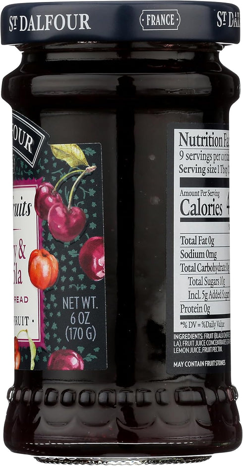 6 oz 100% St. Dalfour Superfruits Cherry & Acerola Fruit Spread - - from Fruit, Gluten-Free, No Artificial Ingredients