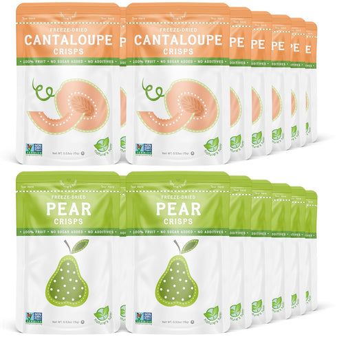 Nature's Turn Freeze-Dried Fruit Snacks, Cantaloupe and Pear Crisps, Pack of 24