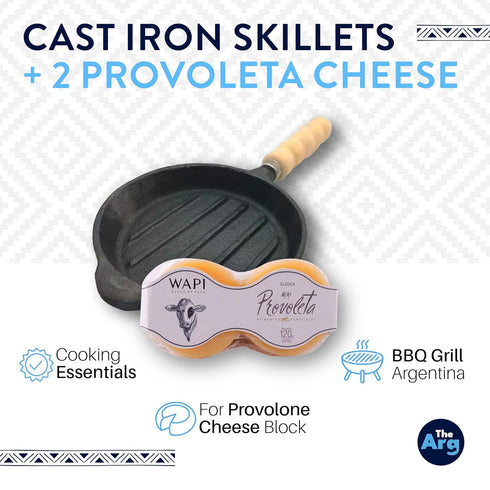 2 Set 120gr | Cast Iron Skillets + Provoleta Cheese | Camping Essentials - Home Kitchen Utensils Cast Iron Pan Cooking