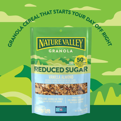 11 OZ (Pack 4) Nature Valley Vanilla Almond Reduced Sugar Granola, Bag