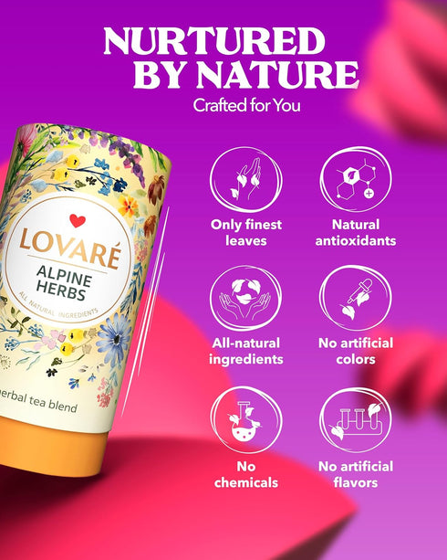 LOVARE Alpine Herbs Loose Leaf Tea 80g - Made in Ukraine with Lemongrass, Chamomile, Rose Hips, and More