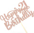 Happy 21st Birthday Cake Topper, 21st Birthday/Anniversary Party Supplies, Rose Gold Glitter Decoration