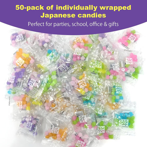 50-Pack, Fusion Select Konpeito Japanese Candy - Authentic Traditional Japanese Star Candy - Individually Wrapped