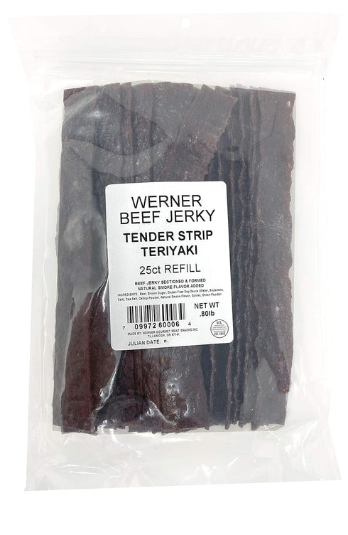 Werner Tender Strips Teriyaki Beef Jerky - Pack of 25 Jerky Strips