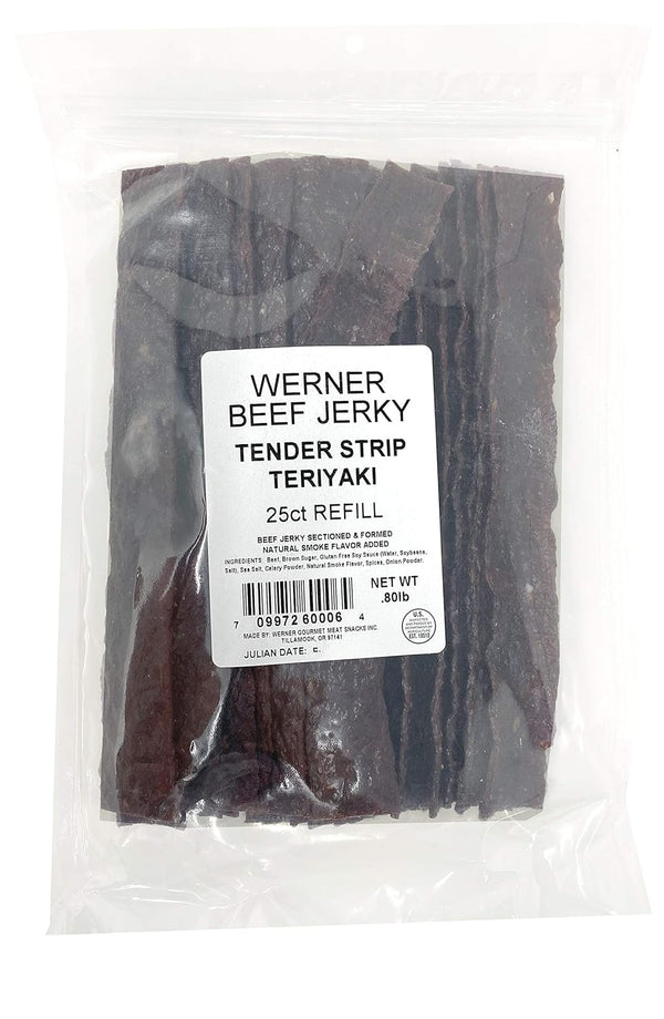 Werner Tender Strips Teriyaki Beef Jerky - Pack of 25 Jerky Strips