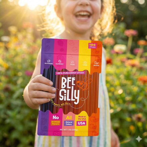 Bee Silly 15 (100 pack, Pack: Flavored Honey Sticks - USDA Grade Single Serve Straws, Only Calories Each - Pure Natural