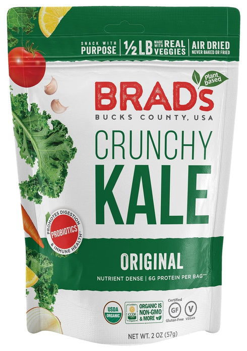 Pack, 3Bags, 6 Brad's Plant Based Organic Crunchy Kale Variety Vampire Killer/Original Probiotic/Cheez It Up, Servings