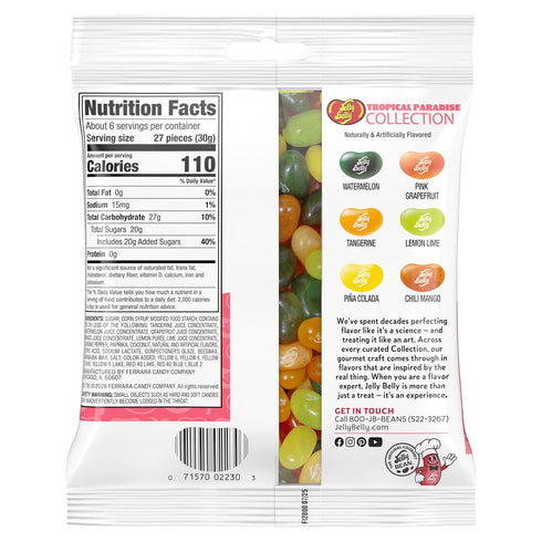 6 oz Jelly Belly Tropical Paradise Jelly Bean Collection - Peg Bag - Genuine, Official, Straight from the Source