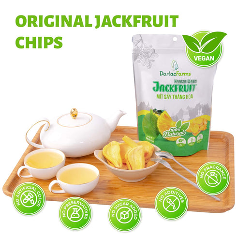 Pack 6, 12 Oz (2 DARLAC FARMS Freeze Dried Jackfruit Bites, Premium Organic Crispy Crunchy Natural Healthy Fruit Snacks