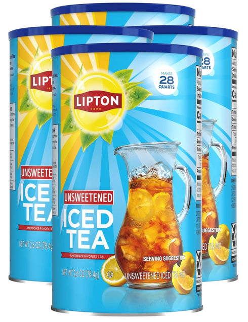 Lipton Unsweetened Iced Tea Mix, Sugar-Free Black Tea, 28 Quarts Each (Pack