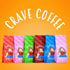 Pack 100% 10 Oz, Pack 6 Crave Beverages Flavored Ground Coffee Bag, Assorted Variety Flavorful and Fun Brew, Made