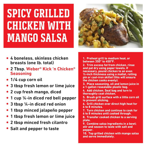 Weber Kick'n Chicken Seasoning, 11 Ounce Shaker