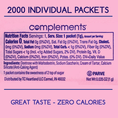 HEARTLAND Packets, 2000 Count Complements Zero Calorie Saccharin Pink Sweetener