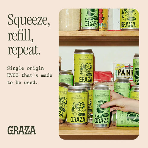 16.9 Oz (500ml) Graza Drizzle Extra Virgin Olive Oil, Finishing Oil - High Polyphenol Early Harvest EVOO Finishing Oil