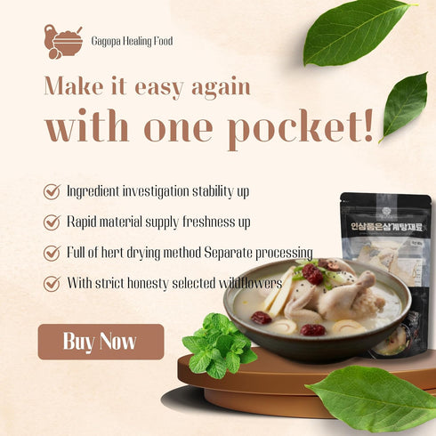 (90g, GAGOPA Korean Chicken stew Samgyetang Herb Kit Korean Healthy food Chicken Soup Ingredients Korean Soup Kits