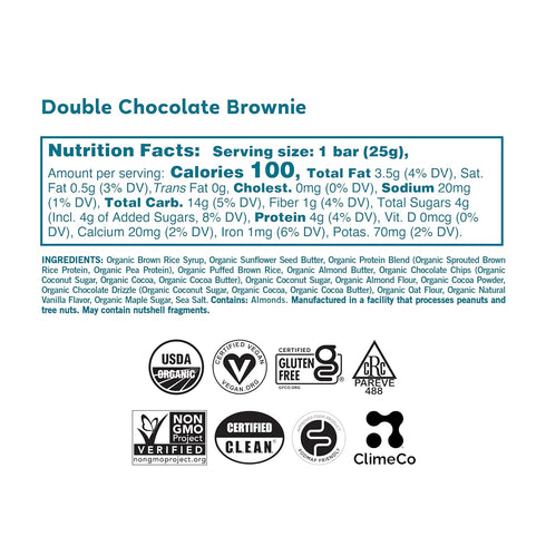 GoMacro Kids MacroBar Organic Vegan Snack Bars, Double Chocolate Brownie, 0.90 Ounce Bars, 7 Count
