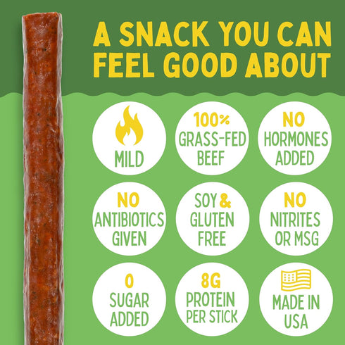 100% 1-oz, 12 Count) Original, Sogo Snacks, No Sugar, Grass-fed & Grass-finished, Non-GMO Beef Sticks. No Added